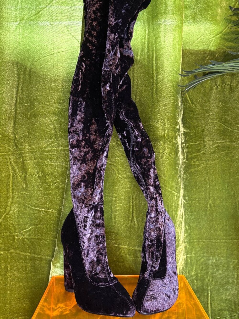 Thigh High Purple Velour High Heeled Boots - Cape Robbin SIZE 6